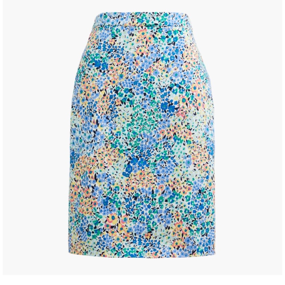 J. Crew Multicolor Floral Lined Cotton Pencil Skirt EUC size 6 with zipper